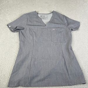 FIGS Technical Catarina Scrub Top Womens Small Gray W22SW1014 Nurse Hospital Vet
